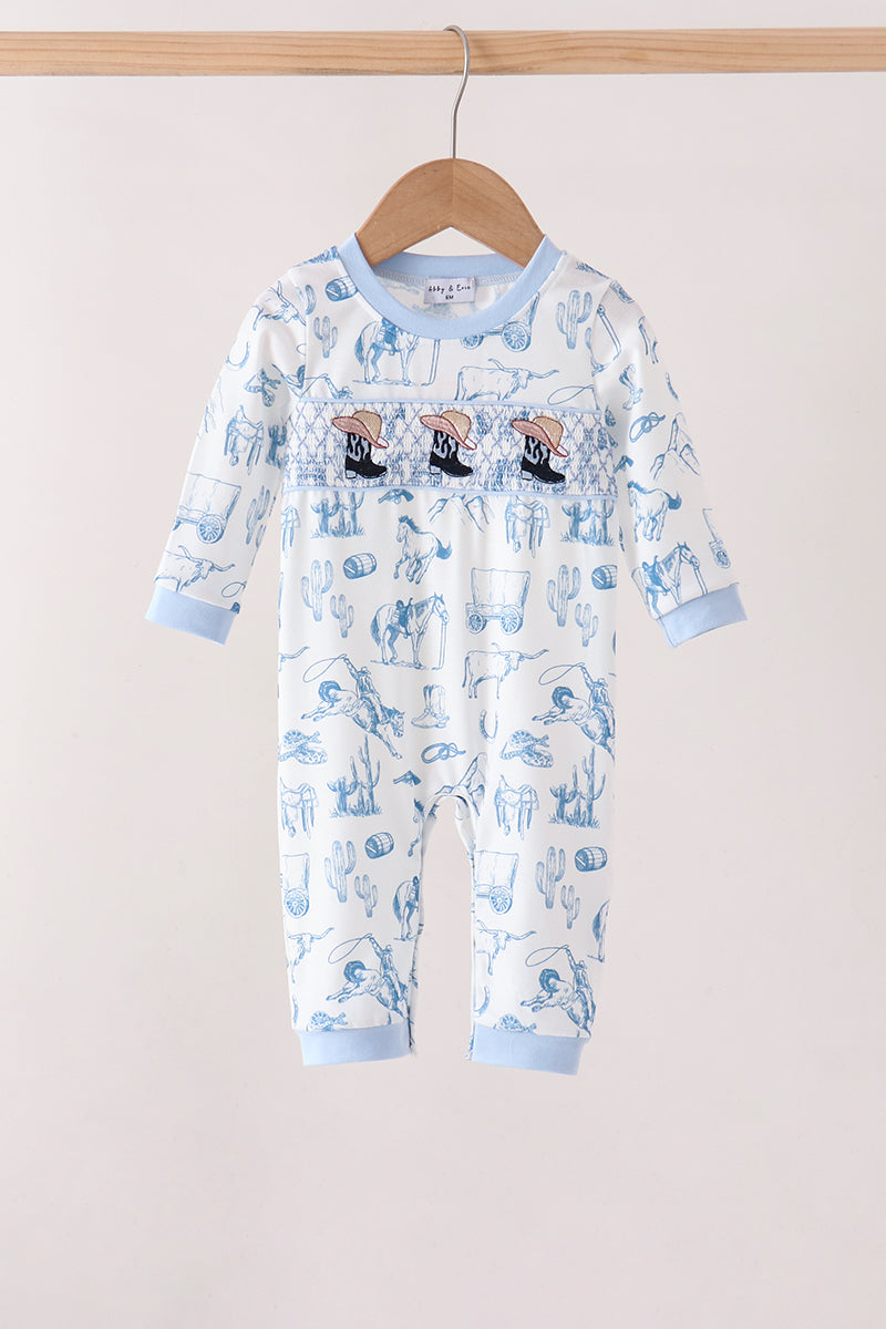 Cowboys Smocked Romper