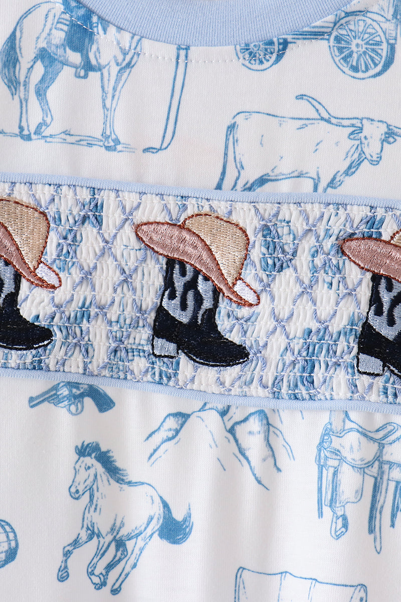 Cowboys Smocked Romper