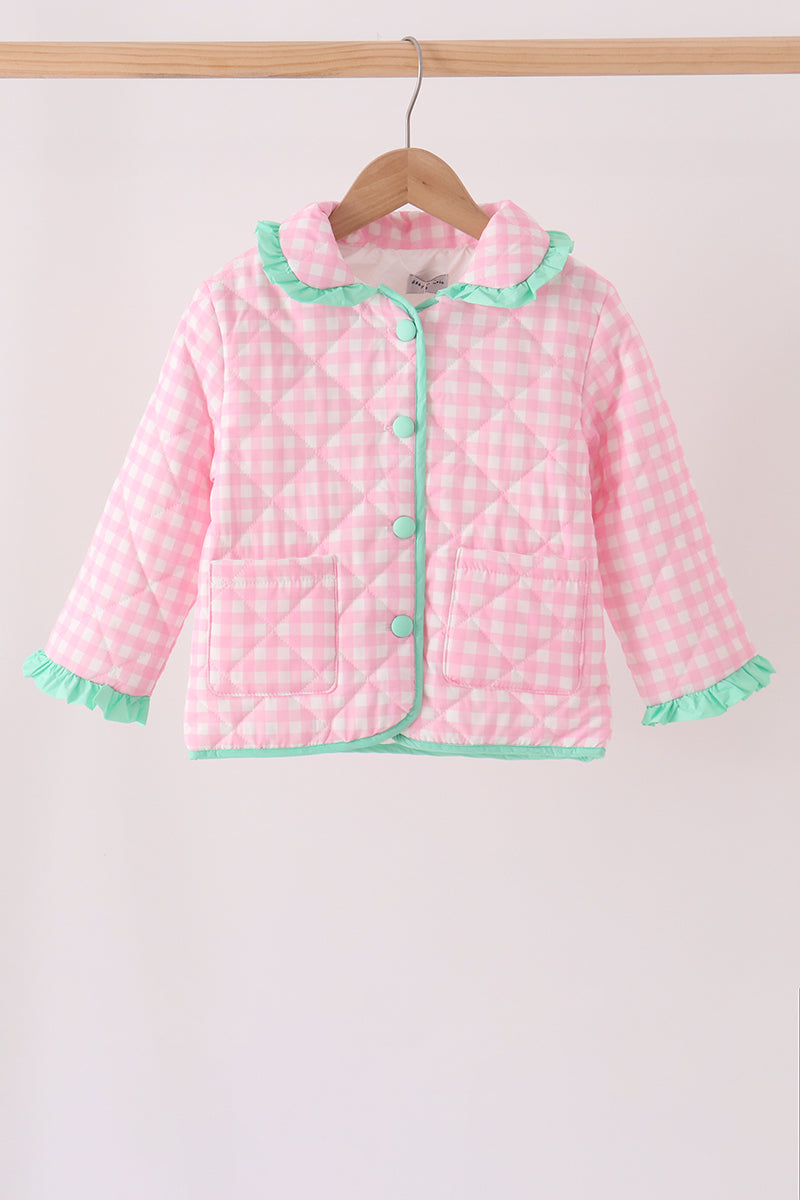 Pink gingham ruffle jacket