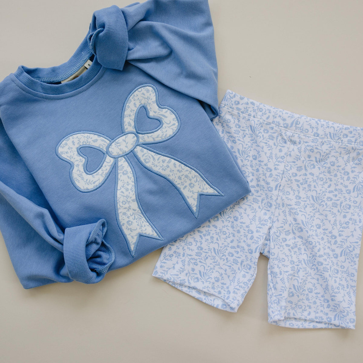 Blue Toile Bow Sweatshirt or Bubble